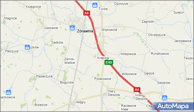 mapa Krajków gmina Żórawina, Krajków gmina Żórawina na mapie Targeo