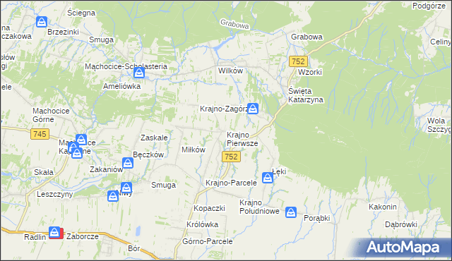 mapa Krajno Pierwsze, Krajno Pierwsze na mapie Targeo