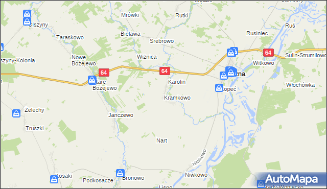 mapa Kramkowo, Kramkowo na mapie Targeo