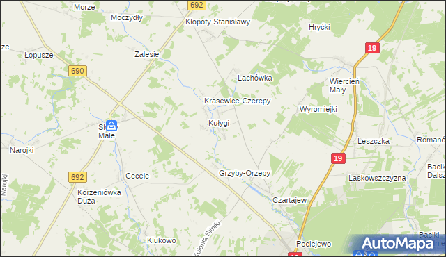 mapa Krasewice Stare, Krasewice Stare na mapie Targeo