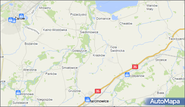 mapa Krasków gmina Marcinowice, Krasków gmina Marcinowice na mapie Targeo