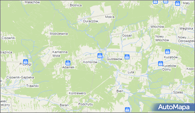 mapa Krasna gmina Stąporków, Krasna gmina Stąporków na mapie Targeo