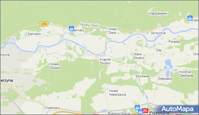 mapa Krasne Dłusko, Krasne Dłusko na mapie Targeo