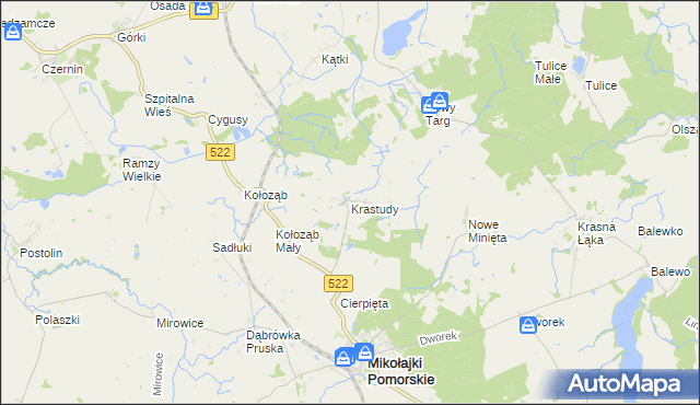 mapa Krastudy, Krastudy na mapie Targeo