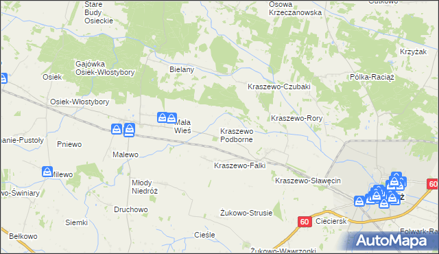 mapa Kraszewo Podborne, Kraszewo Podborne na mapie Targeo