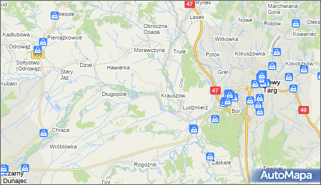 mapa Krauszów, Krauszów na mapie Targeo