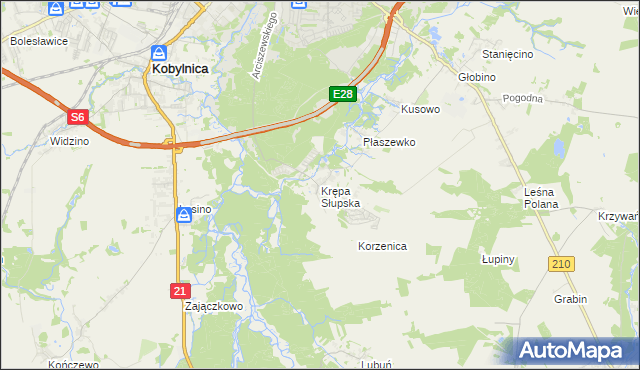 mapa Krępa Słupska, Krępa Słupska na mapie Targeo