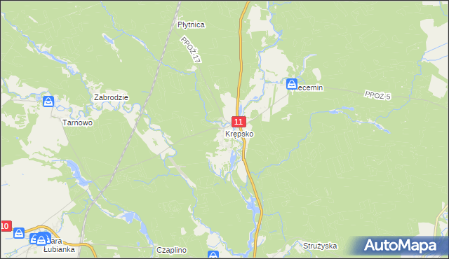 mapa Krępsko gmina Szydłowo, Krępsko gmina Szydłowo na mapie Targeo