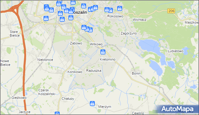 mapa Kretomino, Kretomino na mapie Targeo