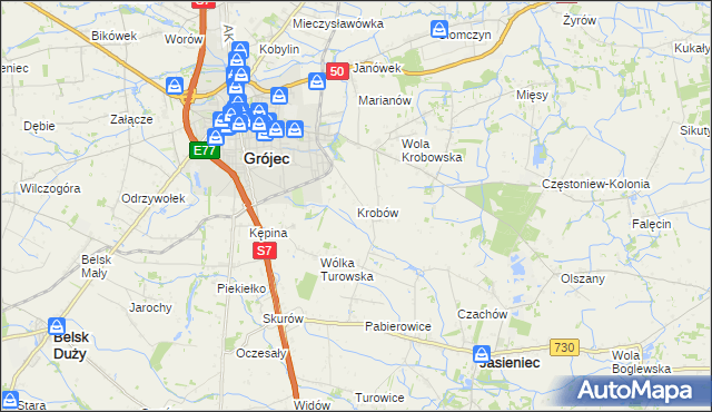 mapa Krobów, Krobów na mapie Targeo