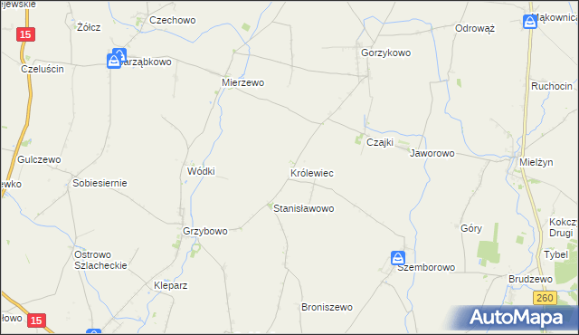 mapa Królewiec gmina Witkowo, Królewiec gmina Witkowo na mapie Targeo