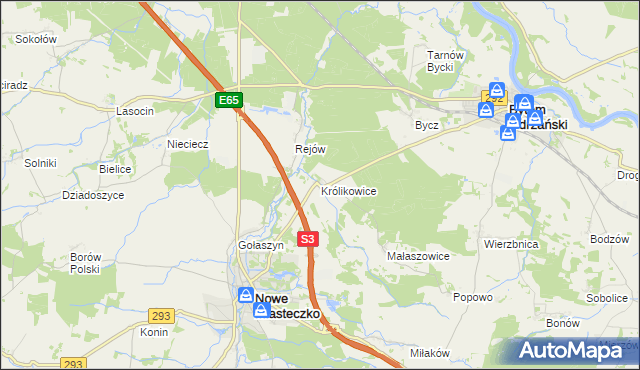 mapa Królikowice gmina Bytom Odrzański, Królikowice gmina Bytom Odrzański na mapie Targeo