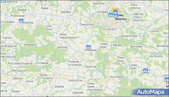 mapa Królówka gmina Nowy Wiśnicz, Królówka gmina Nowy Wiśnicz na mapie Targeo