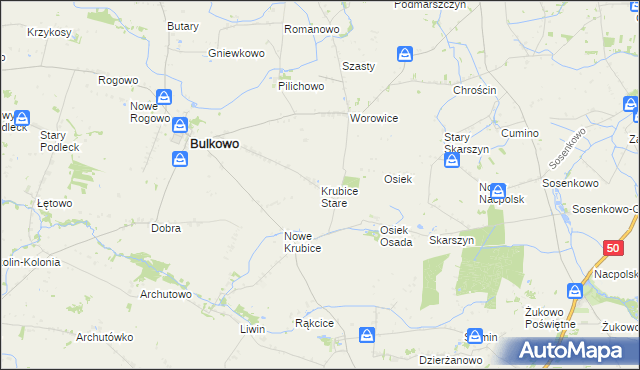 mapa Krubice Stare, Krubice Stare na mapie Targeo