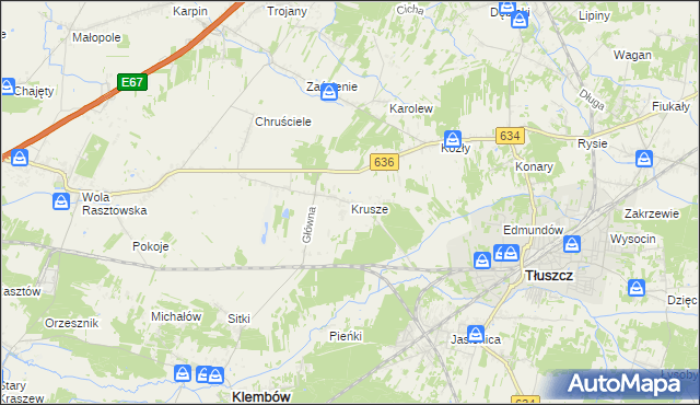 mapa Krusze gmina Klembów, Krusze gmina Klembów na mapie Targeo