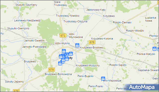 mapa Kruszewo-Brodowo, Kruszewo-Brodowo na mapie Targeo