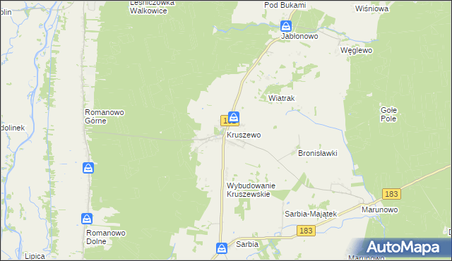 mapa Kruszewo gmina Ujście, Kruszewo gmina Ujście na mapie Targeo