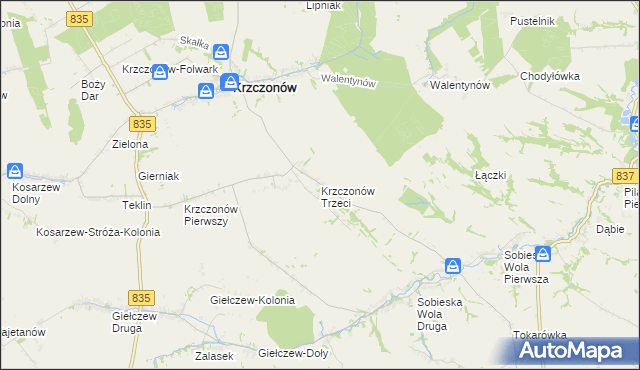 mapa Krzczonów Trzeci, Krzczonów Trzeci na mapie Targeo