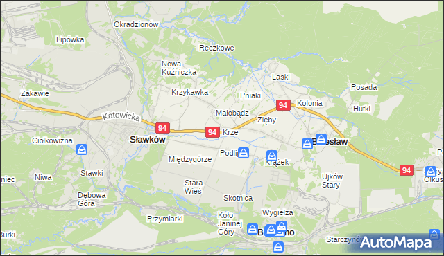 mapa Krze, Krze na mapie Targeo