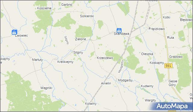 mapa Krzeczewo, Krzeczewo na mapie Targeo