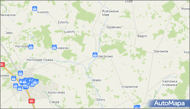 mapa Krzeczkowo gmina Mońki, Krzeczkowo gmina Mońki na mapie Targeo