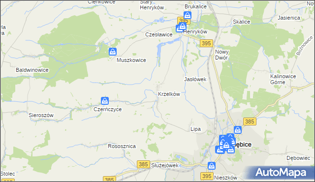 mapa Krzelków, Krzelków na mapie Targeo