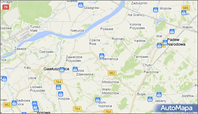 mapa Krzemienica gmina Gawłuszowice, Krzemienica gmina Gawłuszowice na mapie Targeo