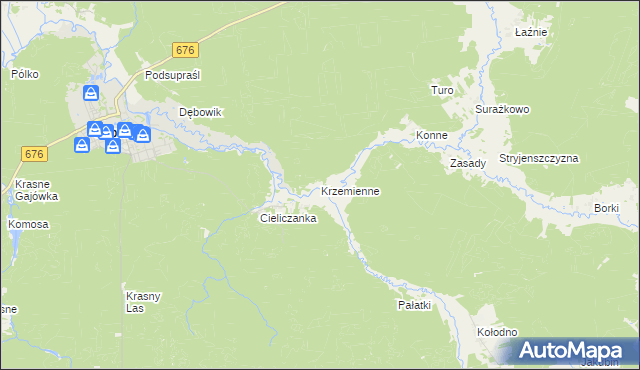 mapa Krzemienne, Krzemienne na mapie Targeo