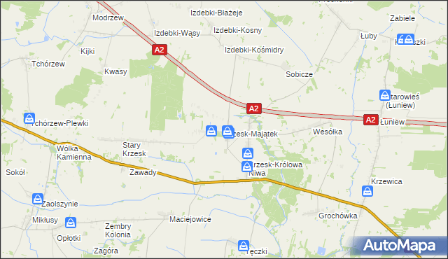 mapa Krzesk-Majątek, Krzesk-Majątek na mapie Targeo