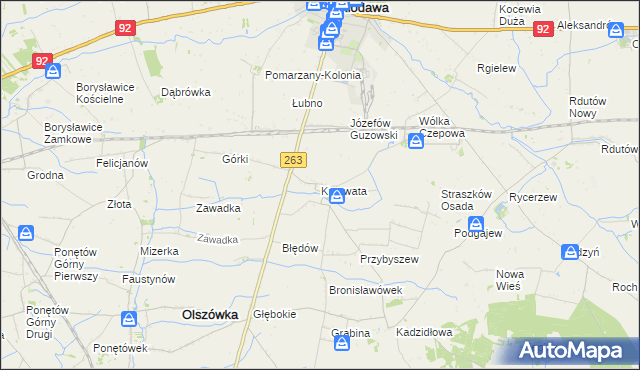 mapa Krzewata, Krzewata na mapie Targeo