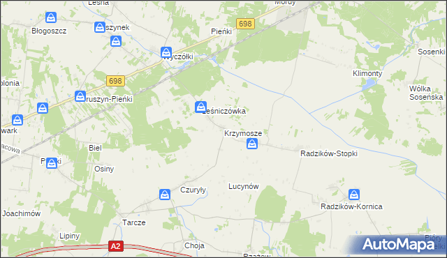 mapa Krzymosze, Krzymosze na mapie Targeo