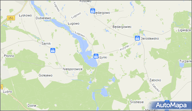 mapa Krzynki, Krzynki na mapie Targeo