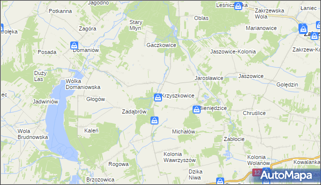 mapa Krzyszkowice gmina Przytyk, Krzyszkowice gmina Przytyk na mapie Targeo