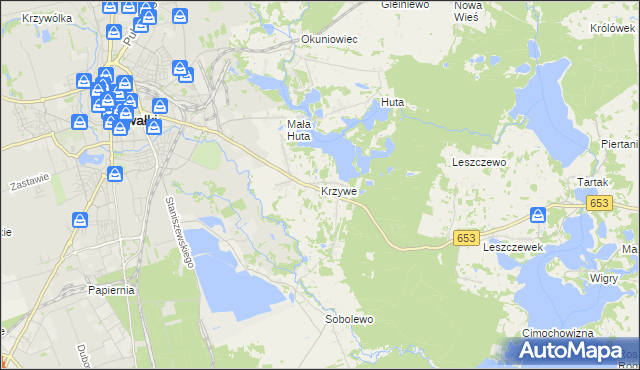 mapa Krzywe gmina Suwałki, Krzywe gmina Suwałki na mapie Targeo