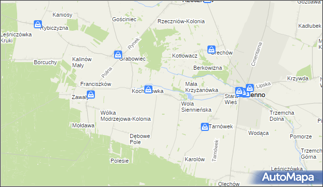 mapa Krzyżanówka, Krzyżanówka na mapie Targeo