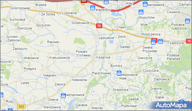 mapa Książnice gmina Gdów, Książnice gmina Gdów na mapie Targeo