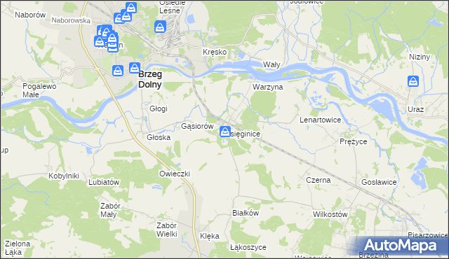 mapa Księginice gmina Miękinia, Księginice gmina Miękinia na mapie Targeo