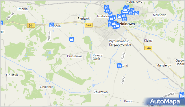 mapa Księży Dwór, Księży Dwór na mapie Targeo