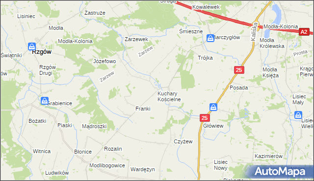 mapa Kuchary Kościelne, Kuchary Kościelne na mapie Targeo