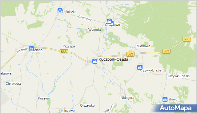 mapa Kuczbork-Osada, Kuczbork-Osada na mapie Targeo