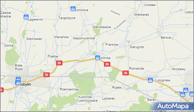 mapa Kuklinów, Kuklinów na mapie Targeo