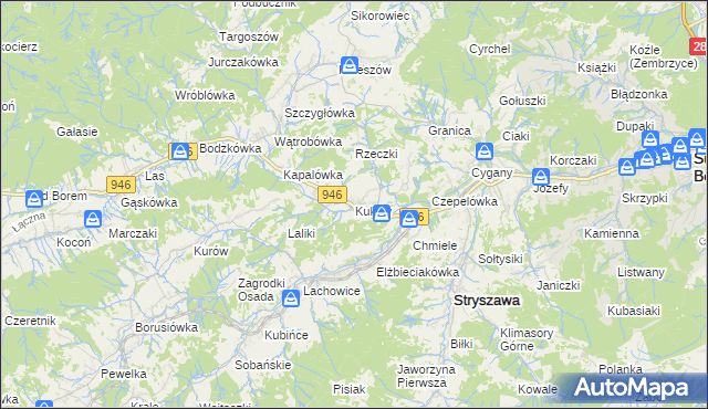 mapa Kuków gmina Stryszawa, Kuków gmina Stryszawa na mapie Targeo