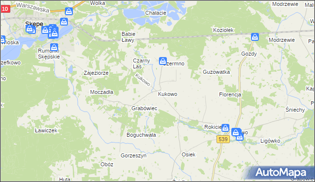 mapa Kukowo gmina Skępe, Kukowo gmina Skępe na mapie Targeo