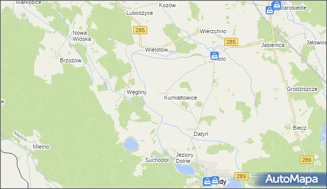 mapa Kumiałtowice, Kumiałtowice na mapie Targeo