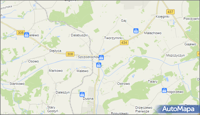 mapa Kunowo gmina Gostyń, Kunowo gmina Gostyń na mapie Targeo