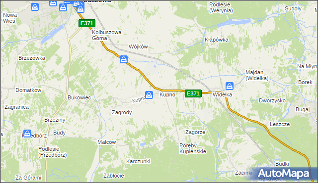 mapa Kupno gmina Kolbuszowa, Kupno gmina Kolbuszowa na mapie Targeo