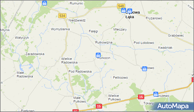 mapa Kurkocin, Kurkocin na mapie Targeo