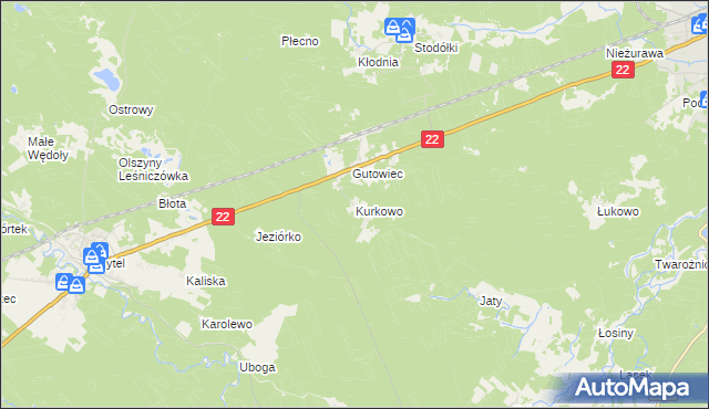 mapa Kurkowo gmina Czersk, Kurkowo gmina Czersk na mapie Targeo