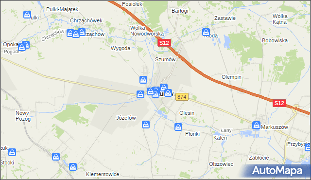 mapa Kurów powiat puławski, Kurów powiat puławski na mapie Targeo