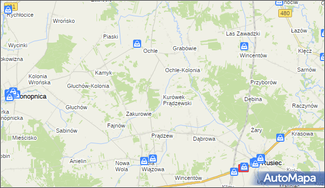 mapa Kurówek Prądzewski, Kurówek Prądzewski na mapie Targeo